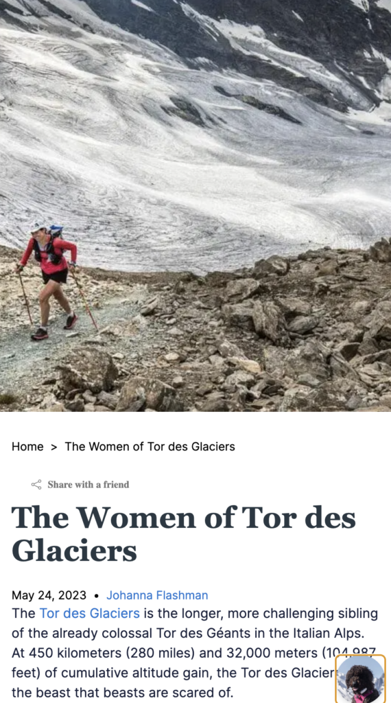 women of tor des glaciers trail running content